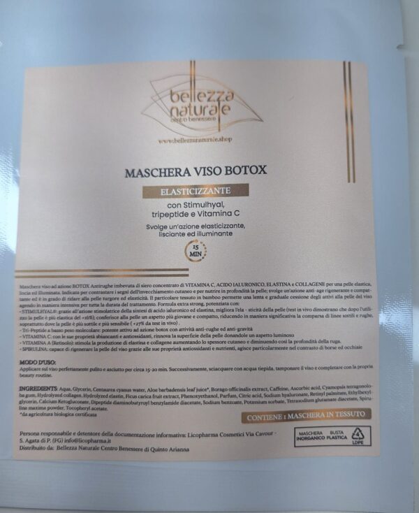 Maschera Monouso Viso Botox  Effetto Elasticizzante con Stimulhal, Tripeptide e Vitamina C