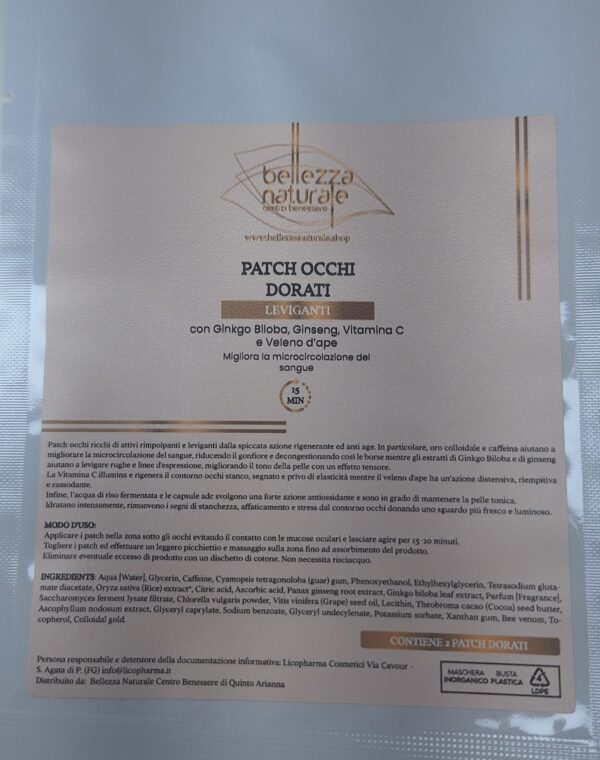 Patch Occhi Dorati Monouso – Effetto Lifting con Ginkgo Biloba, Ginseng e Veleno di Vipera